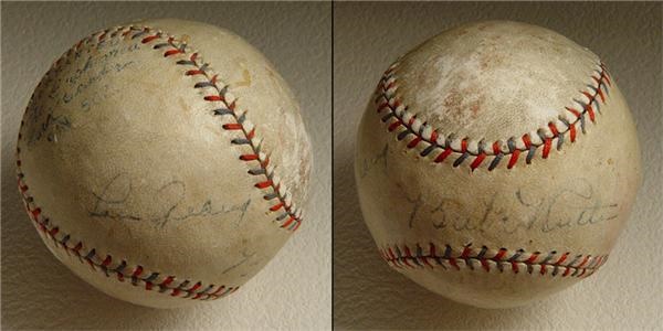 - 1928 Babe Ruth & Lou Gehrig Signed Baseball