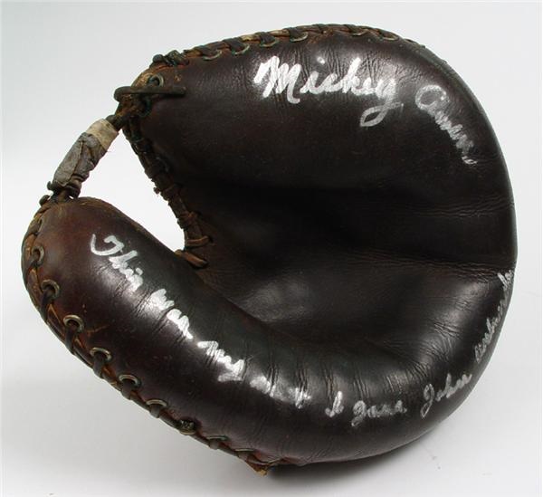 - 1940's Mickey Owen Autographed Game Used Mitt