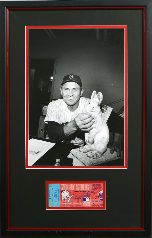 - Gil Hodges Lucky Rabbit Photo by Herb Scharfman with Signed 1969 Ticket and Signed Magazine Photo