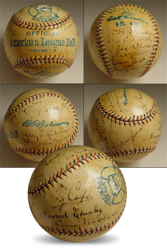 - 1920 Detroit Tigers Team Signed Ball with Ty Cobb