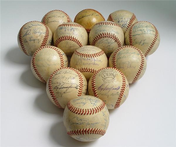 - The Tom McMorrow 1948-1960 World Series Signed Baseball Collection (13).