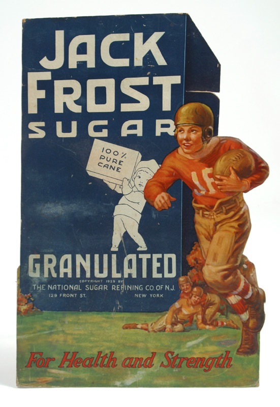 - Vintage Die-Cut 1929 Jack Frost Sugar Football Advertisement