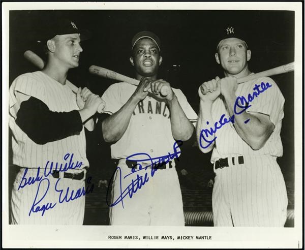 - Mantle, Mays and Maris Autographed 8 X 10