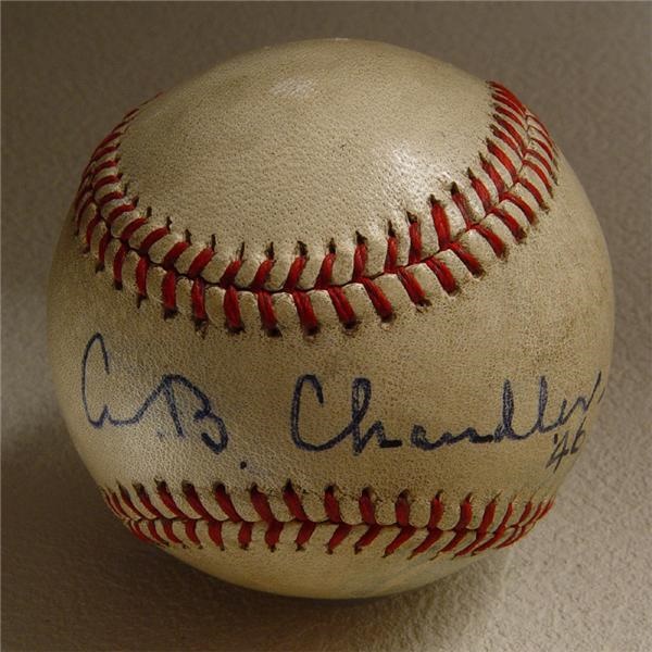 - 1946 All Star Game Used Baseball w/ Happy Chandler Signature