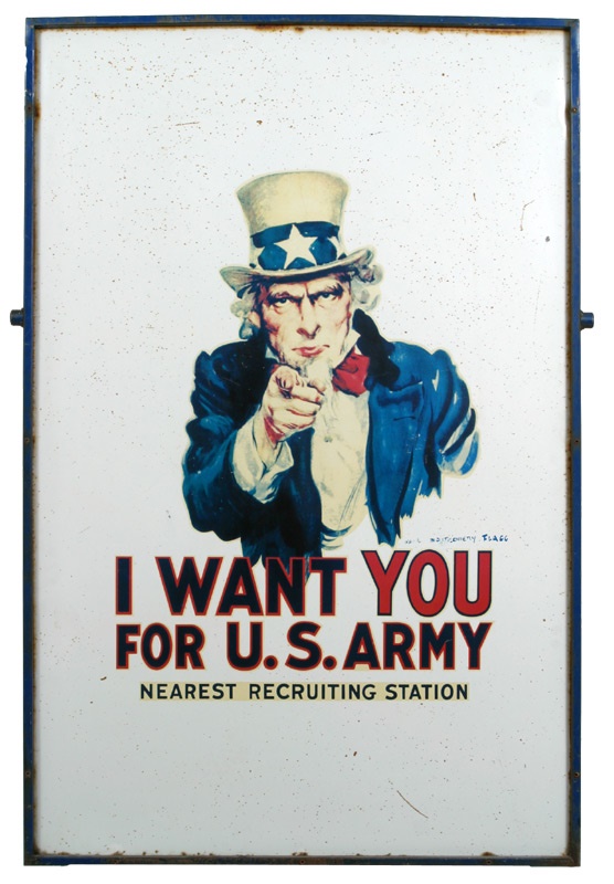 - Uncle Sam WW II Recruitment Porcelain Sign