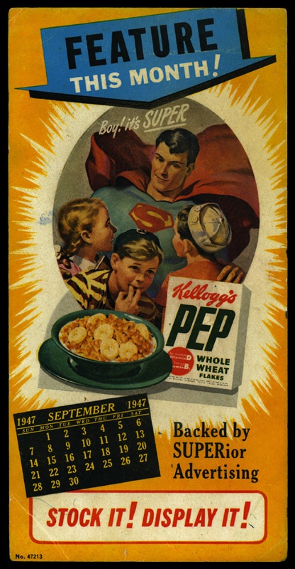 - 1947 Superman PEP Cereal Calendar Blotter