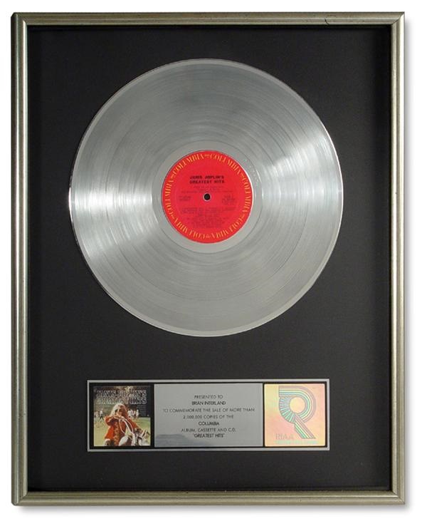 - Janis Joplin's Greatest Hits Platinum Record