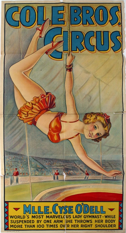- 1930's Cole Bros. Circus Lady Gynmast Poster
