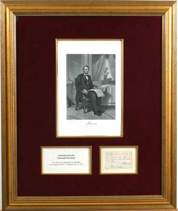 - Abraham Lincoln Handwritten Signed Note
