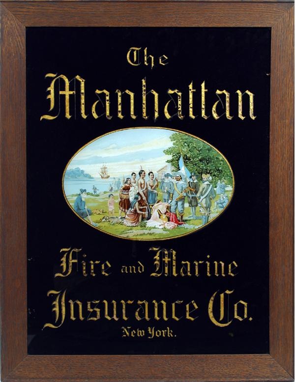 - Manhattan Indians Reverse on Glass Ad Sign