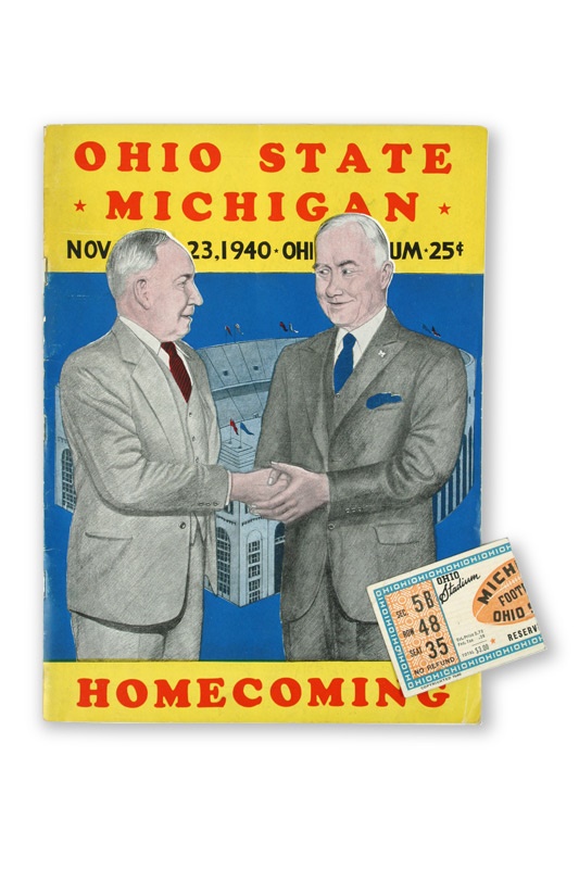 - 1940 Ohio State/Michigan Football Program with Ticket Stub