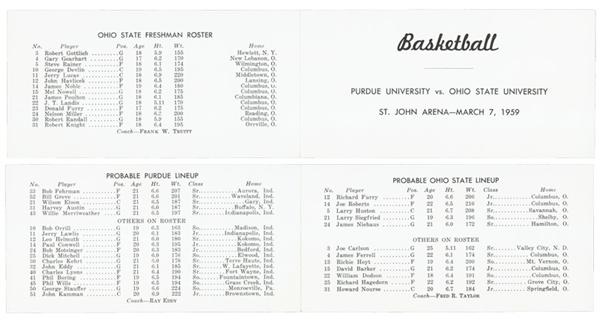 1959 Ohio State Basketball Ticket/Roster