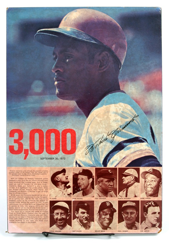 - Clemente 3000 Hit Signed Poster (12”x18”)