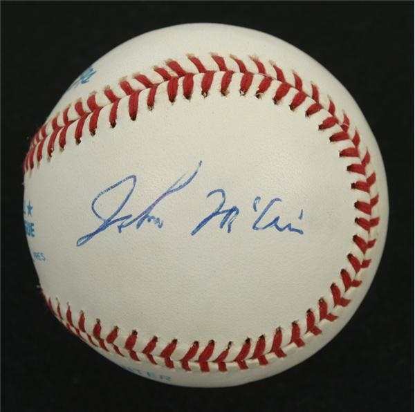 - John McCain Autographed Official American League Baseball