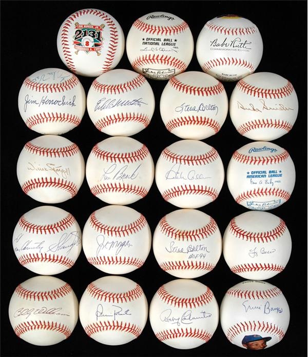- Hall of Famer Single Signed & Commemorative Baseball Collection (19)