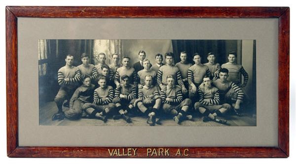 - 1915 Valley Park Athletic Club Football Photo with Original Notated Frame (7"x17")