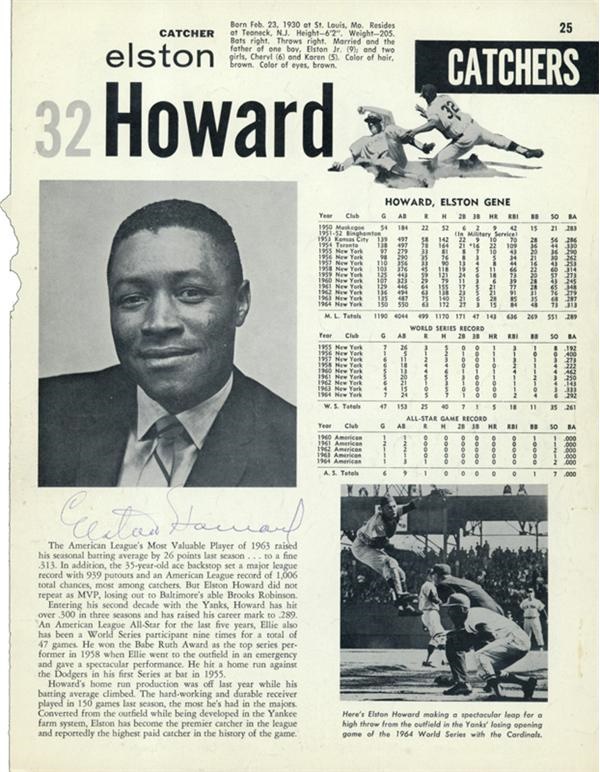 - Elston Howard Signed Yearbook Page(9"x11")