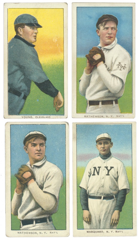 - Collection of 4 T206 Hall of Famers Pitchers (2) Mathewson, Young and Marquard
