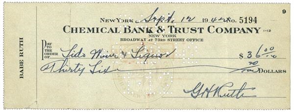 - Babe Ruth Gets Drunk Signed Check!