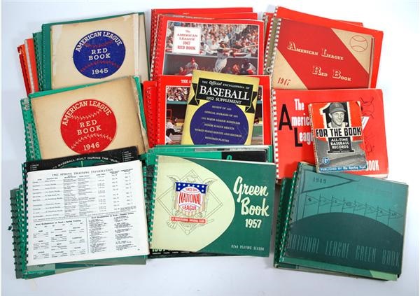 - Lot of 1940's-1970's MLB Green & Red Books (53)