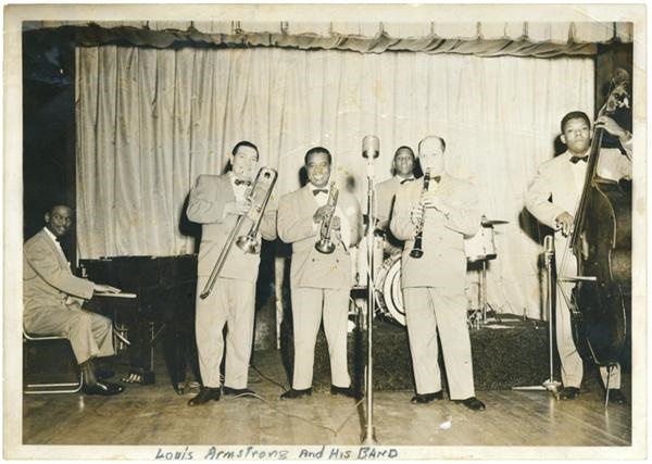 - Early Louis Armstrong & Band Signed Photo (5”x7”)