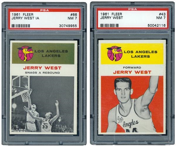 1961 Fleer Basketball Jerry West Pair