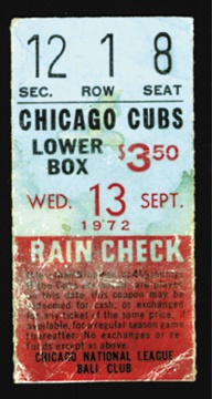 Clemente and Pittsburgh Pirates - 1972 Roberto Clemente Last Home Run Ticket Stub