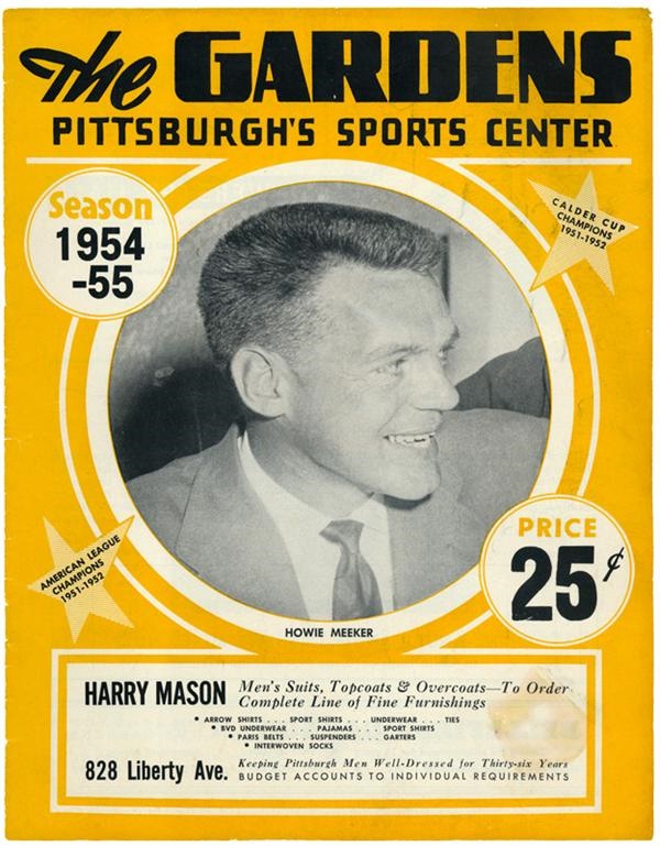 - 1954-55 The Gardens Pittsburgh's Sports Center Hockey Playoff Program with Ticket Stub