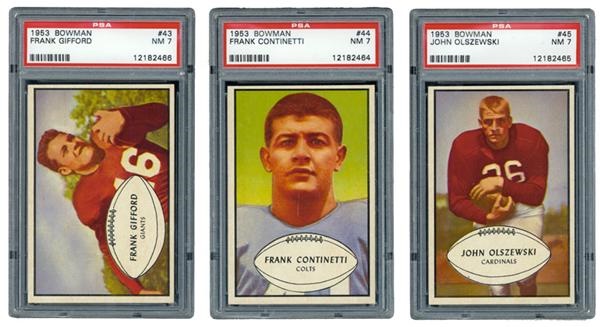 - 1953 Bowman Football Cards (3) All PSA 7 With Gifford