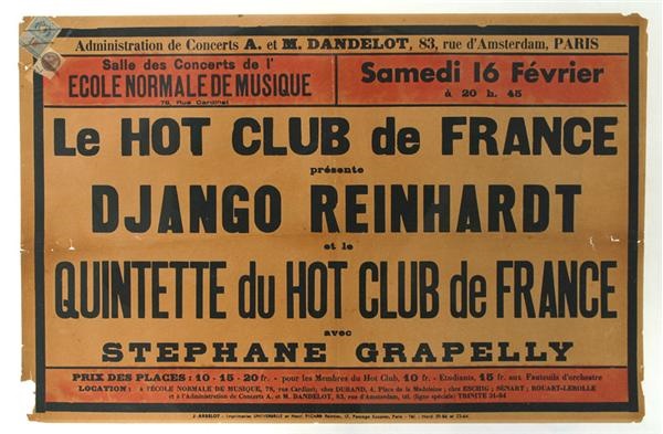 - 1930s Django Reinhardt Le Hot Club de France Concert Poster