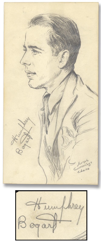 Pop Culture Autographs - Humphrey Bogart Signed Drawing