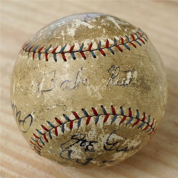 - 1927 Babe Ruth Hit and Signed  Foul Ball from Game 3 of the World Series