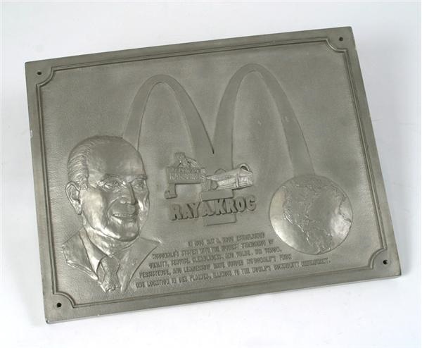 - Circa 1970 Ray Kroc Plaque from Outside a Chicagoland McDonald's