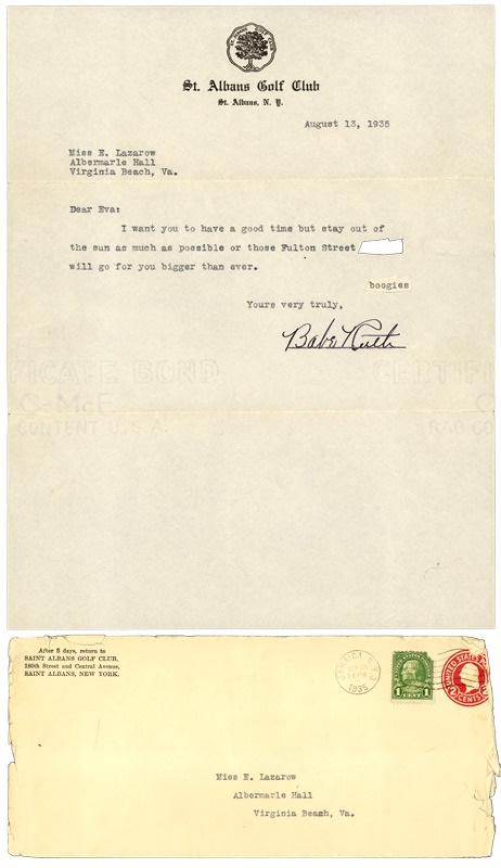 - Shocking Babe Ruth Letter With Politically Incorrect Content