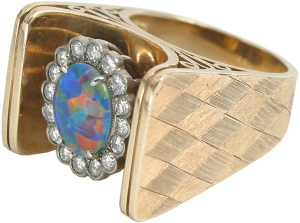 - Elvis Fire Opal & Diamond Ring