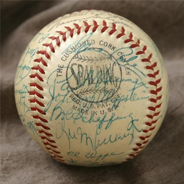 - 1954 Cubs Team Signed Baseball with Rookie Ernie Banks