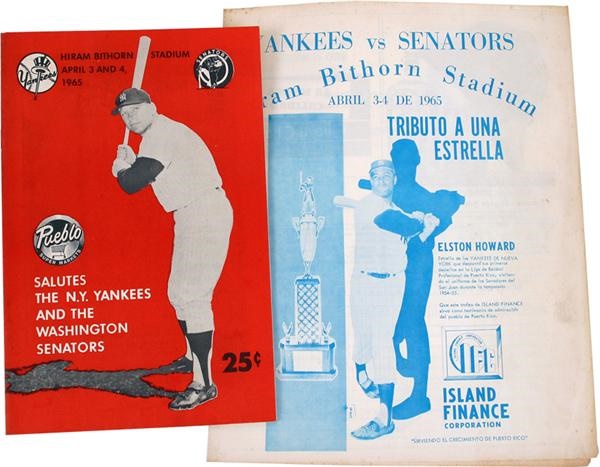 - Mickey Mantle 1965 N.Y. Yankee Tour Program (NRMT) and Matching Elston Howard Scorecard (2)