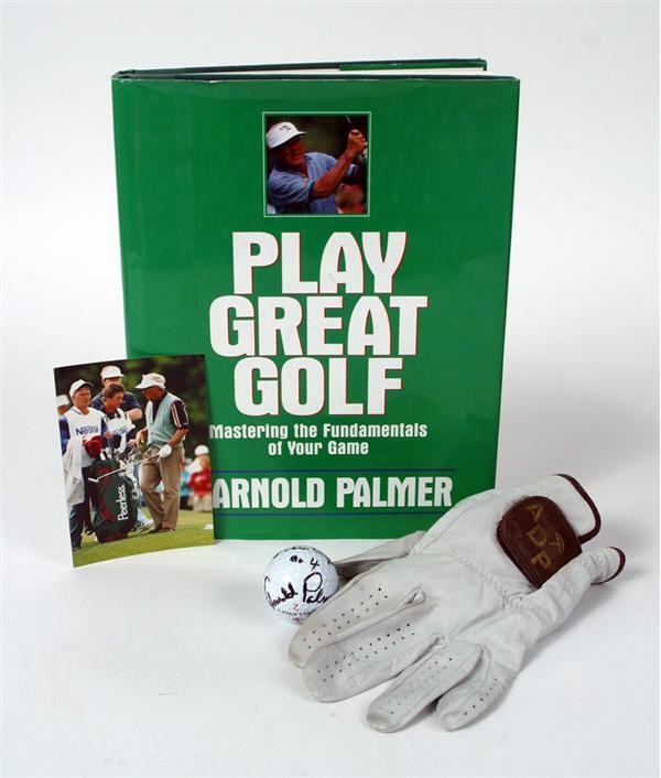 - Arnold Palmer Rare Double Eagle Signed Golf Ball and Glove