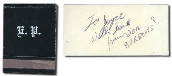 - Elvis "Jon Burrows" Signature and Matchbook