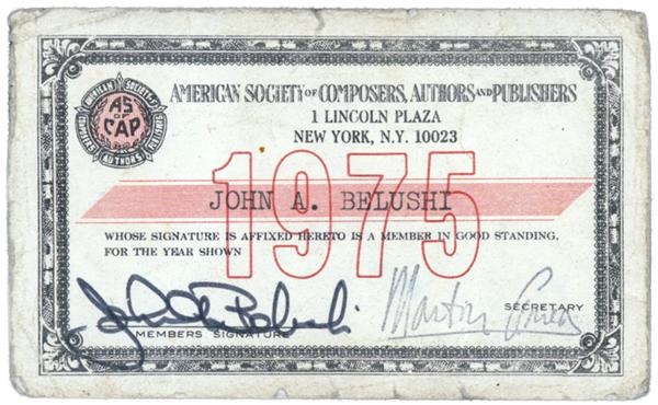 - John Belushi's Signed 1975 ASCAP Card