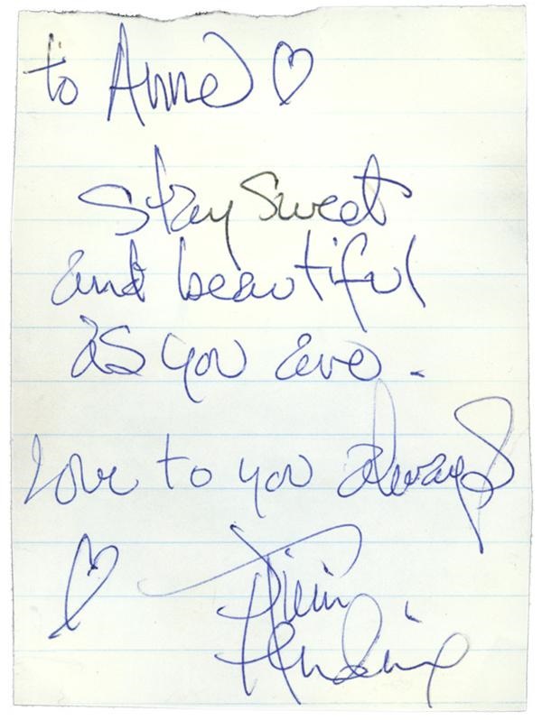 - Jimi Hendrix Signed Love Note