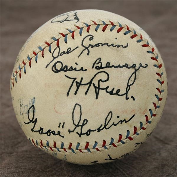 - 1930 Washington Senators Team Signed and Enhanced Baseball with Babe Ruth and Lou Gehrig