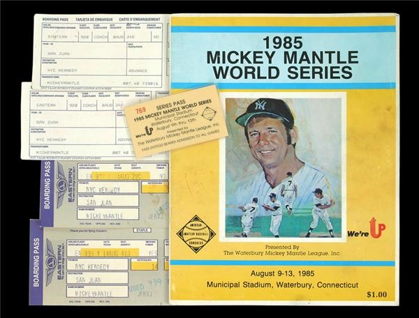 - 1985 Mickey Mantle Plane Tickets From the Mickey Mantle World Series and Signed Program