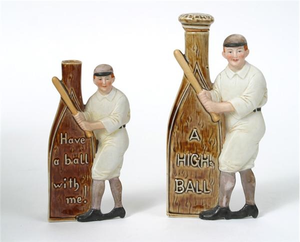 - Turn of the Century Figural Baseball Whiskey Flasks