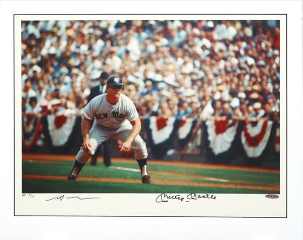 - Mickey Mantle On The Basepath Signed Photo by Neil Leifer