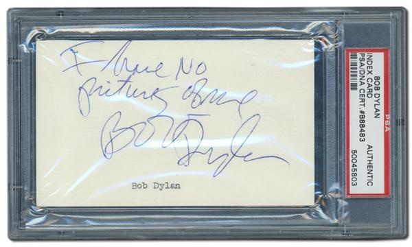- Bob Dylan Autographed Index Card