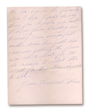 - 1926 Hap Felsch Handwritten Letter