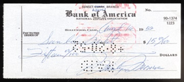 Movies - 1952 Marilyn Monroe Signed Check