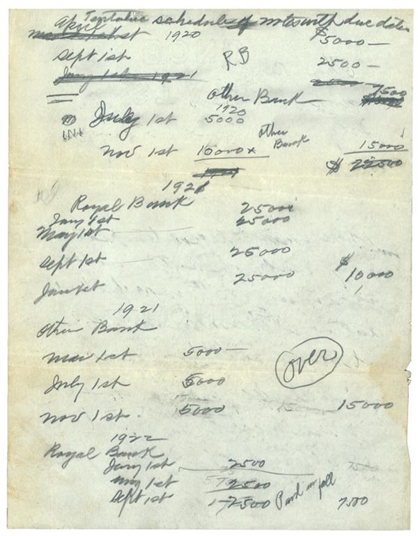 - Babe Ruth Contract Notes For His Sale To The Yankees