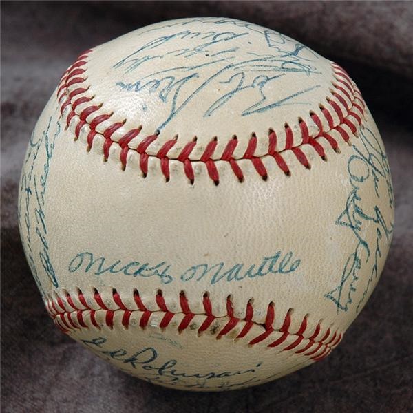 - 1955 New York Yankees Team Signed Baseball